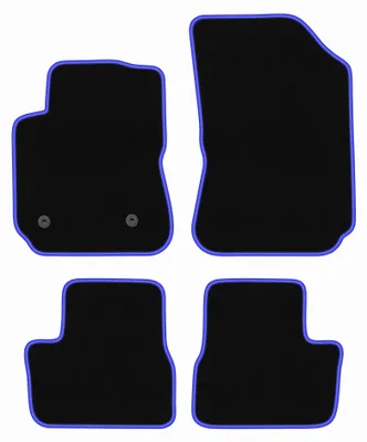 Image de Tapis de sol en moquette pour Citroen C4 Cactus 2014-2018 (crossover) – jeu 4 pièces, noir/bleu, sur mesure – Wielganizator CARLUX