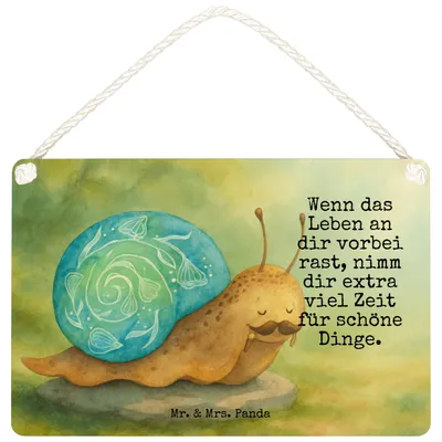 Produktbild von Mr. & Mrs. Panda Schild Schnecke Sir Design DIN A6 - Weiß - Geschenk, Türschild, Lebenszeit, wandtafel, Schnecken, Holzschild, Wandbild Holz, Lebensmut, Lustige Sprüche