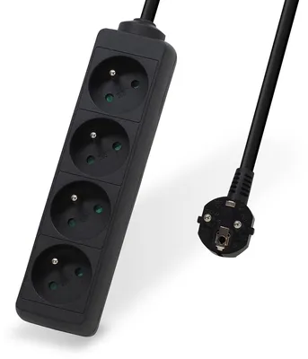 Immagine prodotto di Ciabatta multipresa con 4 prese elettriche e protezione per bambini, cavo nero da 3 metri