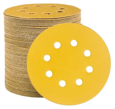Immagine prodotto di Carta abrasiva da 125 mm con sistema di fissaggio a velcro, grana 600, confezione da 100 pezzi, con 8 fori, adatta per levigatrici eccentriche, per legno, metallo e vernici