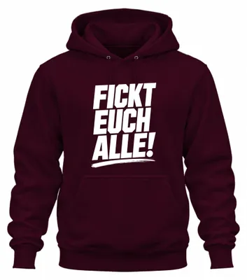 Imagen del producto de Sudadera con capucha, diseño "Que os jodan a todos", provocativo, sarcástico, color burdeos, talla XXL