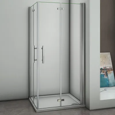 Produktbild von 100X90X197cm Duschkabine Eckeinstieg Dusche 180°Falttür Duschwand Duschabtrennung 6mm NANO-Glas