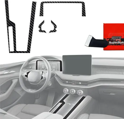 Obrázok produktu pre 4v1 ochranné fólie pre stredovú konzolu a palubnú dosku – Škoda Superb 4 (2024–2025) Carbon Optik Glanz Grizz Protector