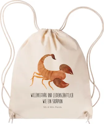 Produktbild von Mr. & Mrs. Panda Baumwolltasche Sternzeichen Skorpion - Transparent - Geschenk, Beutel, Geburtstag Oktober, November, Jutebeutel, Stoffbeutel, Kleiner Rucksack, Skorpione