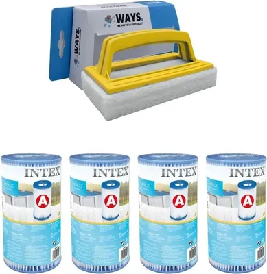 Produktbild von Intex - A-Filter - 4 Stück - Passend für Filterpumpe 28604GS/28638GS/28636GS & WAYS Scheuerbürste