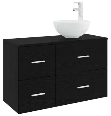 Image de Ensemble de mobilier de salle de bain 2 pcs Chêne noir