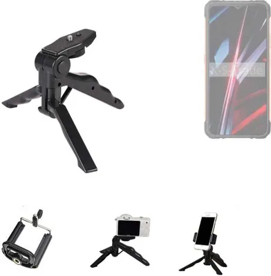 Produktbild von K-S-Trade Stativ Tisch-Ständer Dreibein Handy-Stativ Ständer kompatibel mit Cubot KingKong Ace 3 Mini-Stativ Smartphone Tripod Handy-Stativ aus