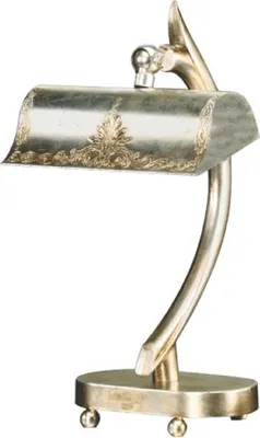 Produktbild von Casa Padrino Luxus Jugendstil Schreibtischleuchte Silber 19 x 18 x H. 33 cm - Elegante Messing Tischleuchte mit schwenkbarem Lampenschirm - Barock & Jugendstil Leuchten