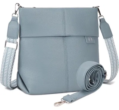 Immagine prodotto di Borsa a tracolla da donna, media, blu, in ecopelle, con 2 tracolle. Ideale come borsa a spalla o a tracolla