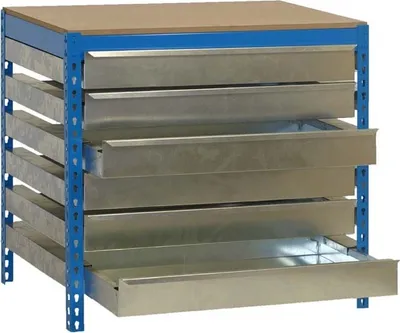 Produktbild von PROREGAL Werkbank BUFFALO mit Schubfächern | HxBxT 84x150x76cm | Traglast 600kg | Blau