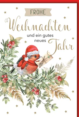 Produktbild von Weihnachten Vogel mit Weihnachtspost Glückwunschkarte mit Umschlag