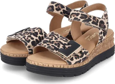 Produktbild von Gabor Damen Sandalen/ Sandaletten Beige Rauleder Animal Print Leopard Größe: 43