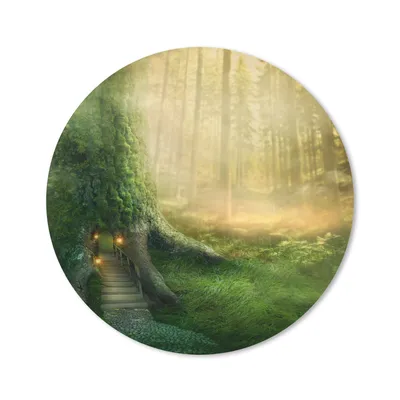 Produktbild von MuchoWow® Mauspad Mousepad Haus - Wald - Bäume 50x50 cm - Mousepads - Maus Mat - Pad - Mausunterlage - Vinyl