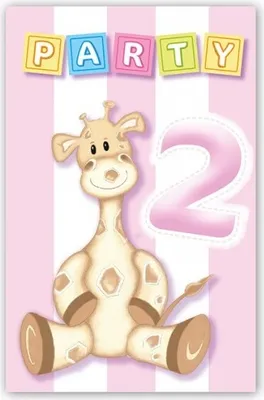 Produktbild von 2. Geburtstag Giraffe Mädchen 6 Einladungskarten