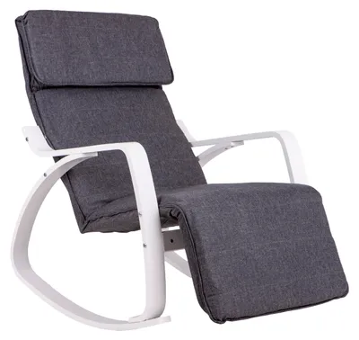 Obrázek produktu pro ModernHome TXRC-00 Houpací křeslo s nastavitelnou opěrkou nohou, bílá/šedá