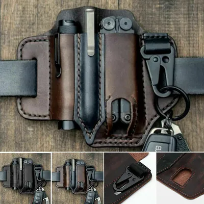 Obrázek produktu pro Pánské kožené pouzdro venkovní opasek taška multifunkční multitool taška pouzdro