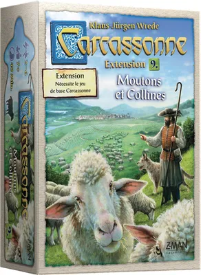 Obrázek produktu pro Rozšíření Carcassonne od společnosti Z-Man Games, "9 ovcí a kopce", desková hra, od