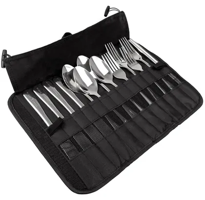 Produktbild von Black Snake Campingbesteck Edelstahl Set 4 Personen mit Transporttasche robust
