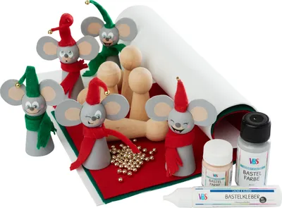 Produktbild von VBS Bastelset "Weihnachtsmäuse", 5 Stück