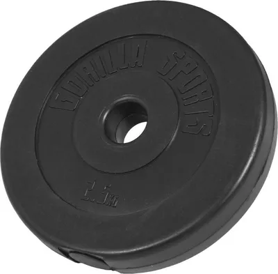 A black weight plate with embossed text and numbers.