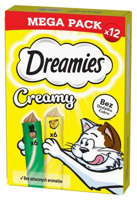 Produktbild von Dreamies Creamy 12x10g Cremige Katzenleckerlis mit Käse und Katzenminze