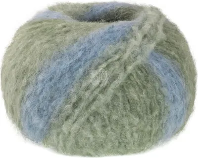 Produktbild von Lana Grossa GIGANTE 100 g voluminöses Alpakagarn mit Streifeneffekt 300 m Farbe 016 - Schilf-/Graugrün/Grau-/Rauchblau