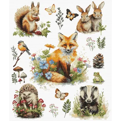 Produktbild von Luca-S Kreuzstich Stickpackung "Waldtiere", Zählmuster, 30x36cm