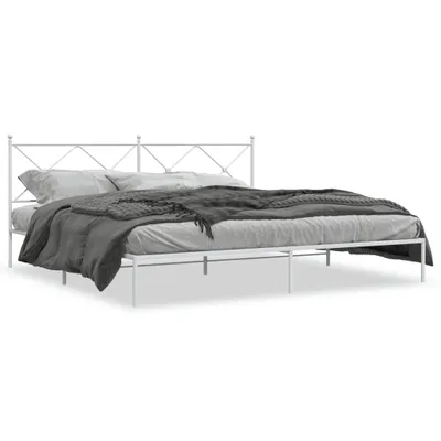 Produktbild von vidaXL Bettgestell mit Kopfteil Metall Weiß 193x203 cm