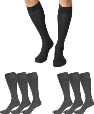 Produktbild von NUR DIE Herren Kniestrümpfe 6-Pack Bambus Viskose Kniesocken - anthrazitmelange - Größe 39-42