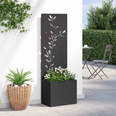Image de Grand pot en métal noir - Jardinière d'extérieur - Jardinière pour balcon - Pot de jardin moderne - Jardinière verticale