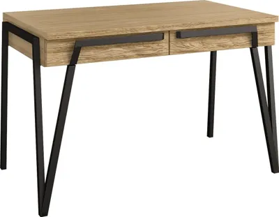 Produktbild von Schreibtisch Kastav 50, Farbe: Eiche / Schwarz, teilmassiv - 79 x 122 x 75 cm (H x B x T)