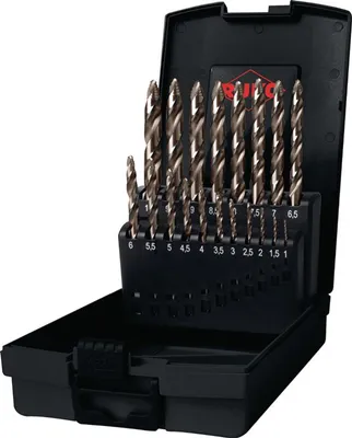 Obrázok produktu pre Súprava vrtákov RUKO HSSE-Co 5 DIN 338 ULTIMATECUT FLOWSTEP 19 ks Ø 1 - 10 mm v plastovom kufríku - 259214ERO
