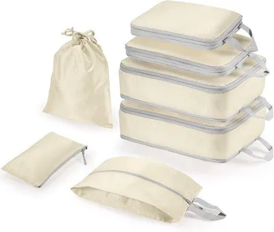 Produktbild von Famanu Kompressions-Verpackungswürfel - 7-teiliges Set - wasserdichte Kofferorganizer - langlebiges Nylon - leichtgewichtig