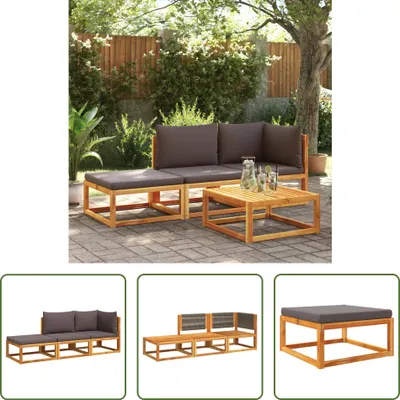 Produktbild von The Living Store 3-tlg. Garten-Sofagarnitur mit Kissen Massivholz Akazie
