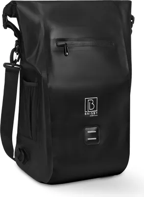 Produktbild von Brisby 20-26 Liter 3-in-1 wasserdichte Rolltop-Fahrradtasche – Rucksack – Umhängetasche – Auch für E-Bikes – Schwarz