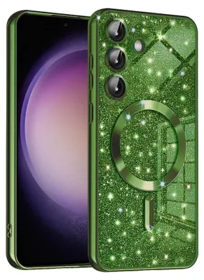 Obrázok produktu pre Techsuit Luxury Glitter MagSafe – puzdro na Samsung Galaxy S23 FE – tmavozelený