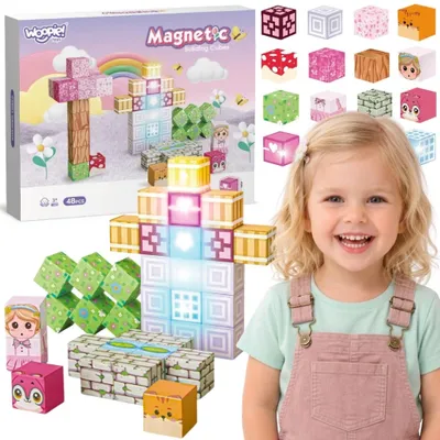 Zdjęcie produktu dla Woopie Klocki Magnetyczne Kostki 48 el Montessori Edukacyjna Układanka 3D