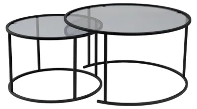 Produktbild von 2er-Set "Aurum"-Couchtische aus Metall – 80 x 80 x 43 cm – Schwarz-Grau