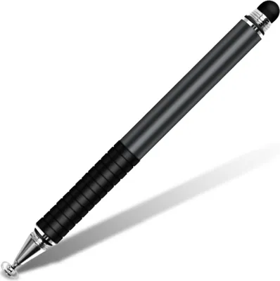 Produktbild von Stylus Pen Universal-Touchscreen-Stift Doppelkopf-Kapazitaetsstift , Stylusstift mit Schreibfunktion, universal Eingabestift kapazitiver Stift fuer Telefon / Tablet Grau