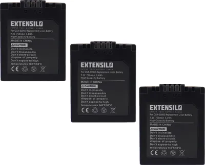 Produktbild von EXTENSILO 3x Akku kompatibel mit Panasonic Lumix DMC-FZ18, DMC-FZ30, DMC-FZ28, DMC-FZ7, DMC-FZ50, DMC-FZ38, DMC-FZ35 Kamera (750 mAh, 7,2 V, Li-Ion)