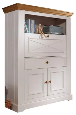 Produktbild von Woodroom Sekretär Oslo in Kiefer massiv weiß (BxHxT 108x152x42 cm), Büroschrank