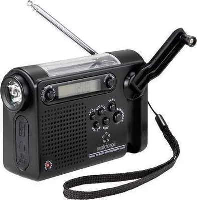 Produktbild von Renkforce RF-CR-200 Kofferradio UKW, MW, KW Notfallradio wiederaufladbar, Solarpanel, Handkurbel, Weckfunktion, Taschen