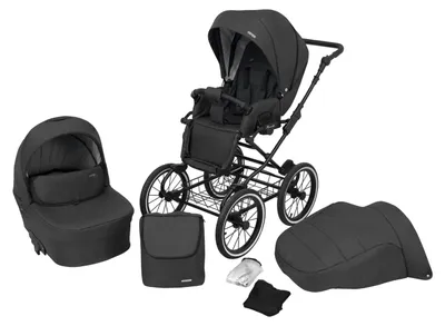 Image de Kunert Romantic 2in1 Poussette Anthracite avec roues pneumatiques et cadre noir