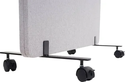 Produktbild von Akustik-Trennwand HWC-G77, Büro-Sichtschutz Raumteiler Pinnwand, doppelwandig rollbar Stoff/Textil  167x80cm grau