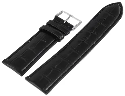 Produktbild von Basic Echtleder Armband in schwarz, Kroko, gepolstert, 24 mm