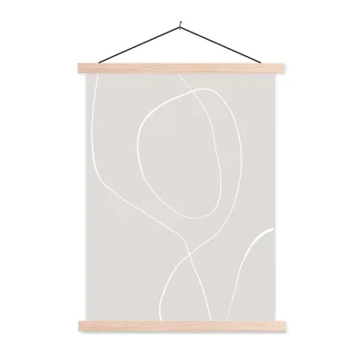 Produktbild von MuchoWow® Textilposter Linienkunst - Abstrakt - Pastell 40x53 cm mit holzfarbenen Rahmen - Schlafzimmer