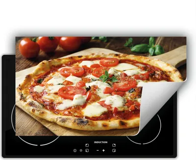Produktbild von DarHaus Herdabdeckplatte 90x52 cm Anti Rutsch Matte Aufrollbar, Pizza - Tomate