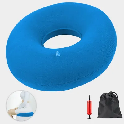 Aufblasbares Sitzkissen gegen Hämorrhoiden, blau