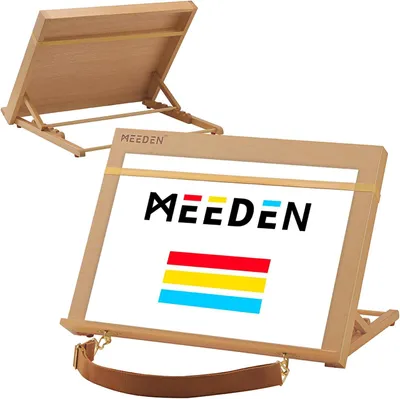 Productafbeelding van Bureau-schildersezel draagbare kunststandaard: A3-tafelschildersezel met schouderriem - verstelbare bureaubladtekeningstandaard met 5 posities
