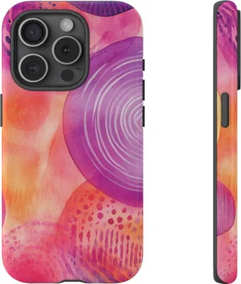 Produktbild von Abstrakte Aquarellkreise in warmen Farbtönen – Hülle Kompatibel mit iPhone 15 Pro